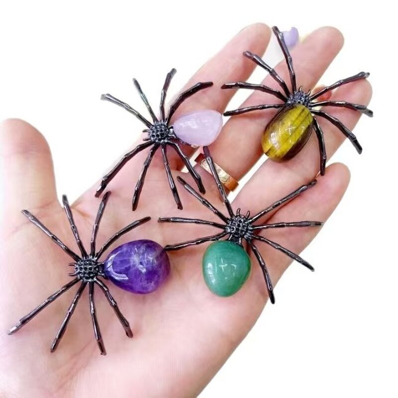 Halloween Spider Ornaments Manufacturer - Natural Crystal Tumbled Stone Figurines Decorative Props