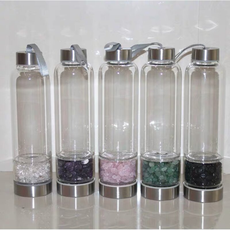 White Crystal Point Healing Water Bottle Manufacturer - Natural Obelisk Wand Quartz Glass Gemstone