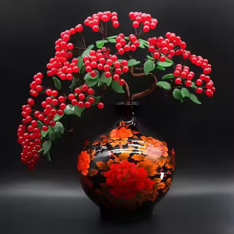 Carnelian Money Tree Manufacturer - Wholesale Natural High Quality Lucky Tree Ceramic Basin Feng Shui Flower Theme