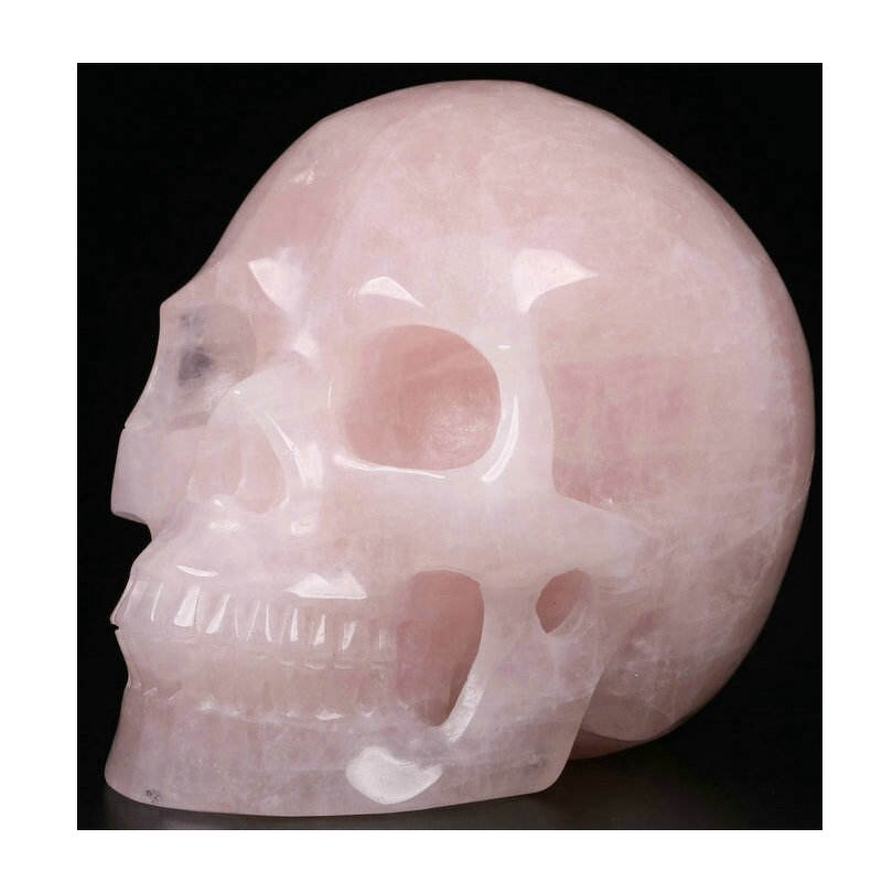 Rose Quartz Crystal Stone Skulls Manufacturer - Wholesale Hand Carved 3 Inches Natural Pink