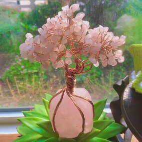 Rose Quartz Crystal Tree Ornament Manufacturer - Natural Raw Stone DIY for Home Decoration Entryway Desk Bedside Floral