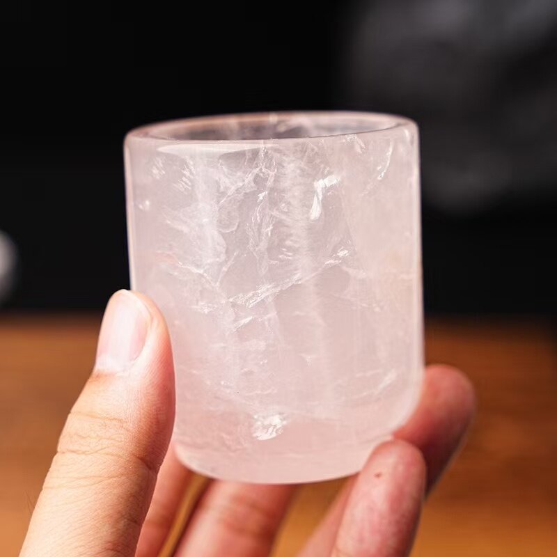 Rose Quartz Carved Cup Manufacturer - Natural for Home Office Decoration Craft