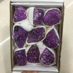 Electroplated Amethyst Crystal Clusters Box Manufacturer - Natural Colorful Aura Healing Stone for Decoration Gift