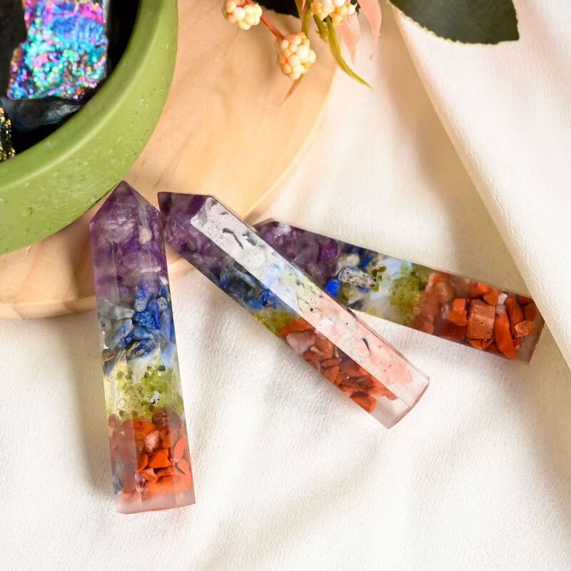 Amethyst and Tiger's Eye Resin Decorations Manufacturer - Natural Hexagonal Prisms Crushed Stones for Home Office Model