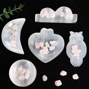 Selenite Crystal Bowls Manufacturer - Natural Translucent Multi-Shaped Unique Craft Pieces