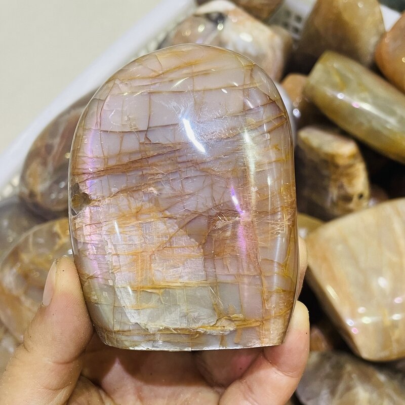 Peach Moonstone Crystal Ball Manufacturer - High Quality Flashy Orange Free From Reiki Fengshui Quartz Folk Craft