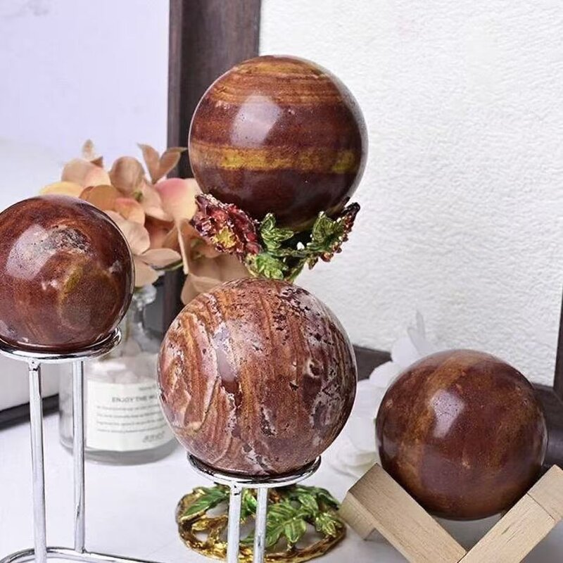 Yolk Wood Grain Stone Crystal Ball Manufacturer - Natural Raw and Polished for Home Office Decoration Classic