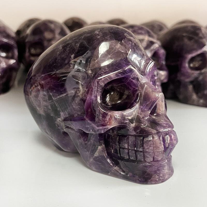 Chevron Amethyst Skulls Crystal Crafts Manufacturer - Healing Crystals Machine Engraving Natural Quartz for Feng Shui