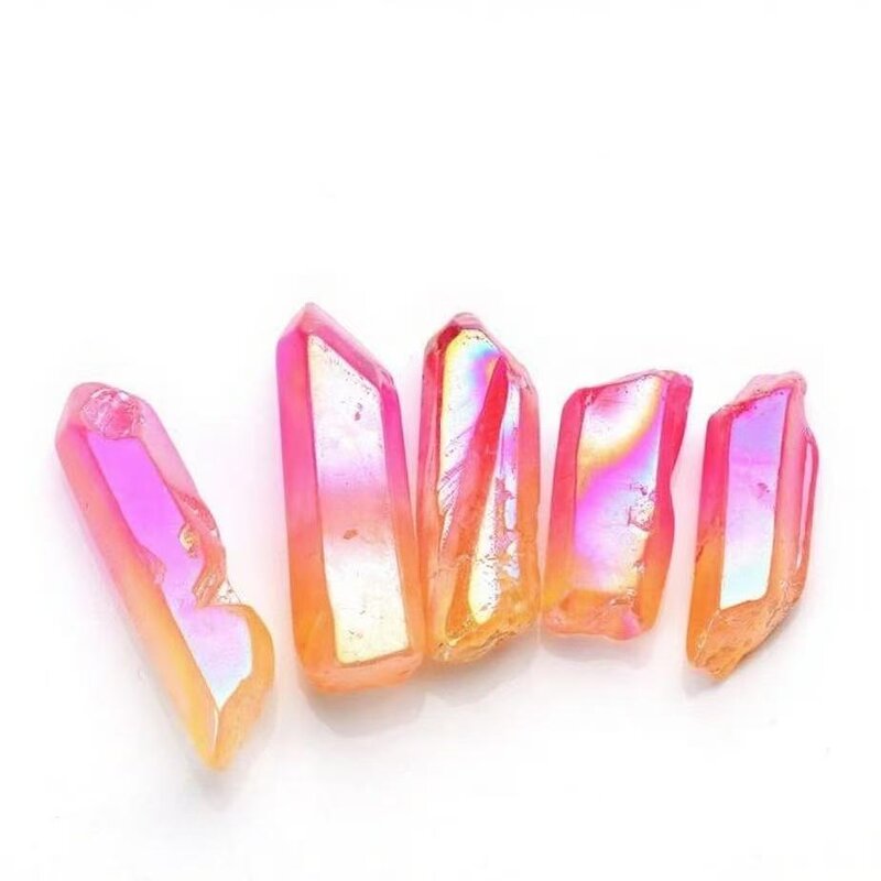 Single Crystal Wands Manufacturer - Natural Rainbow Hued Raw Stone Pendant Feng Shui Electroplated Craft Accessories