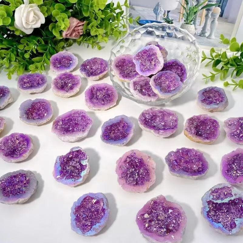 Purple Geode Crystal Ore Manufacturer - Natural Raw Stone Electroplated for Decoration