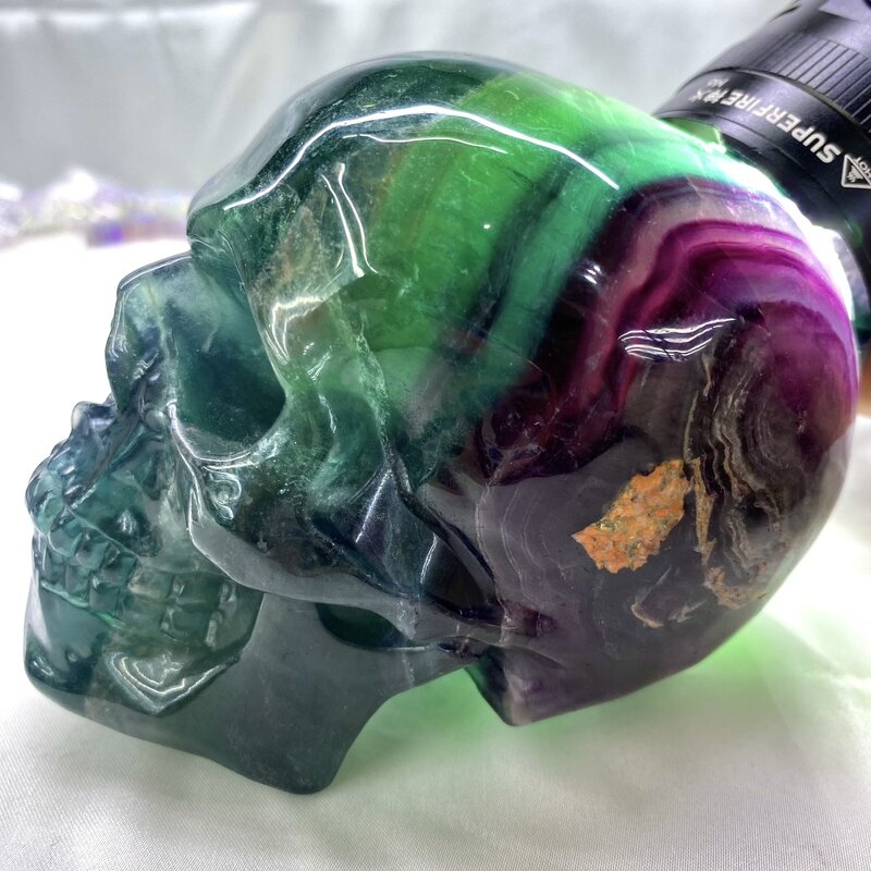 Rainbow Fluorite Skulls Manufacturer - Customized High Quality Polished Stone Carved Quartz Crystals Crafts