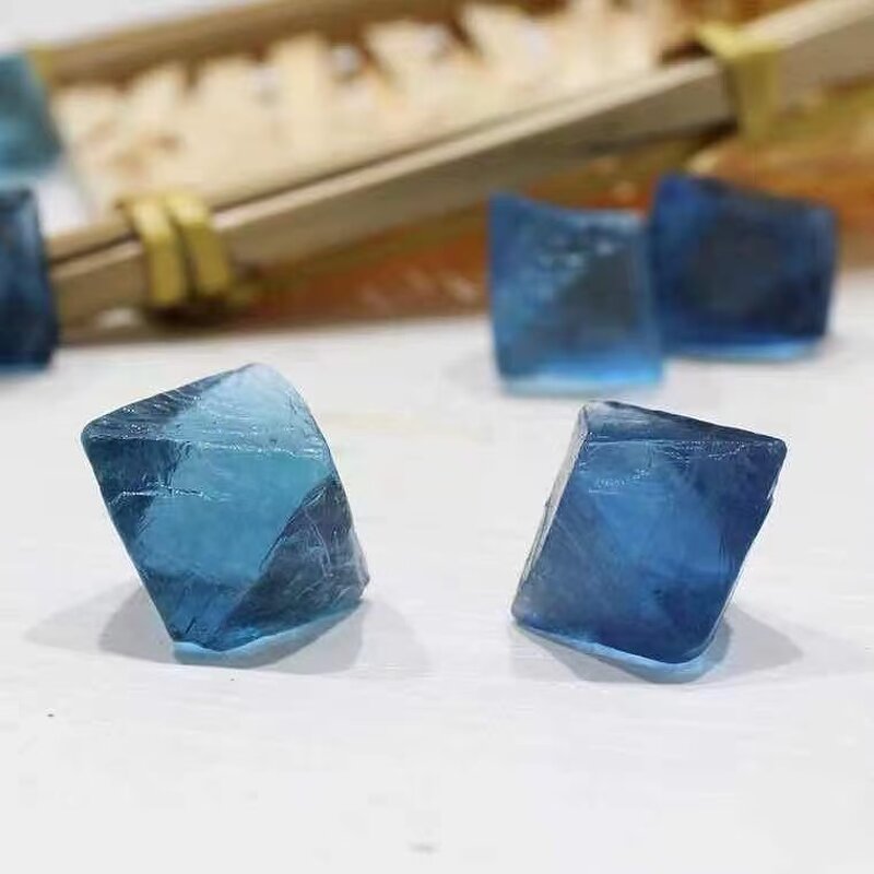 Blue Fluorite Octahedral Ore Specimen Manufacturer - Natural Crystal Polished Business Gift Model for Feng Shui Angel Mascot