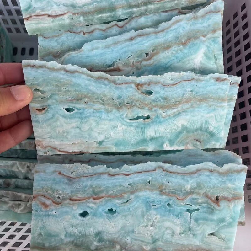 Blue Hemimorphite Slab Manufacturer - Wholesale High Quality Reiki Crystal Slice for Fengshui Stone Decoration
