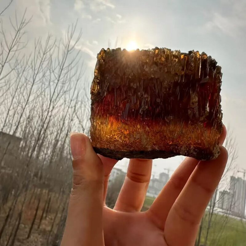 Amber Ore Specimen Manufacturer - Natural Raw Feng Shui Style Calcite Crystal for Home Desktop Ornament Garden Souvenir