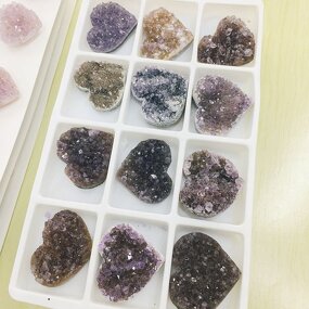 Amethyst Cluster Heart Specimens Box Manufacturer - Natural Folk Crafts Healing Stone for Home Decoration