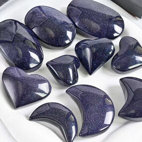 Blue Sandstone Crystal Crafts Manufacturer - for Home Decor Handheld Ornaments Display Stones