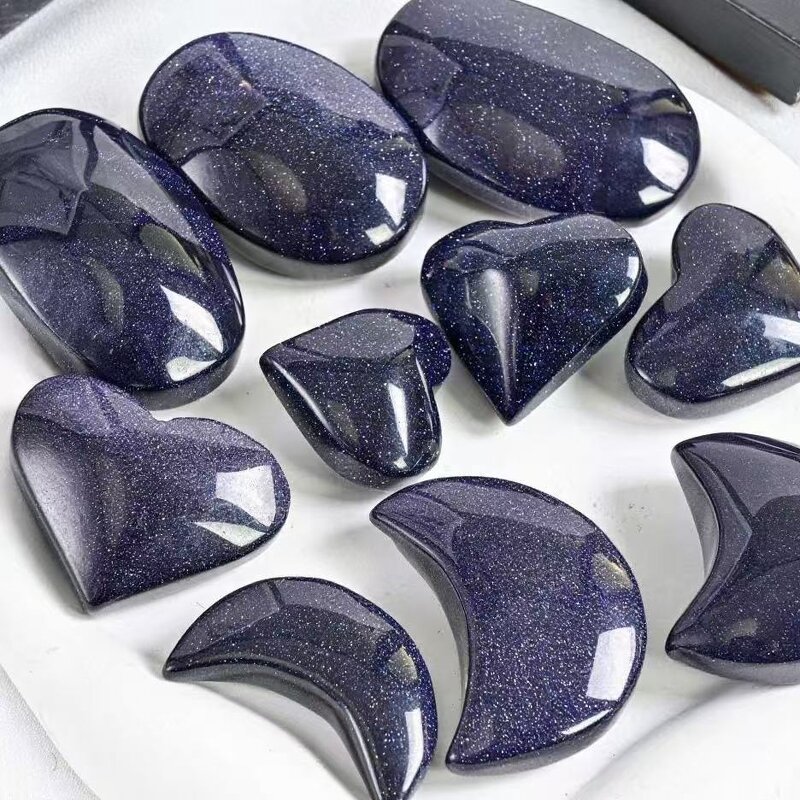Blue Sandstone Crystal Crafts Manufacturer - for Home Decor Handheld Ornaments Display Stones