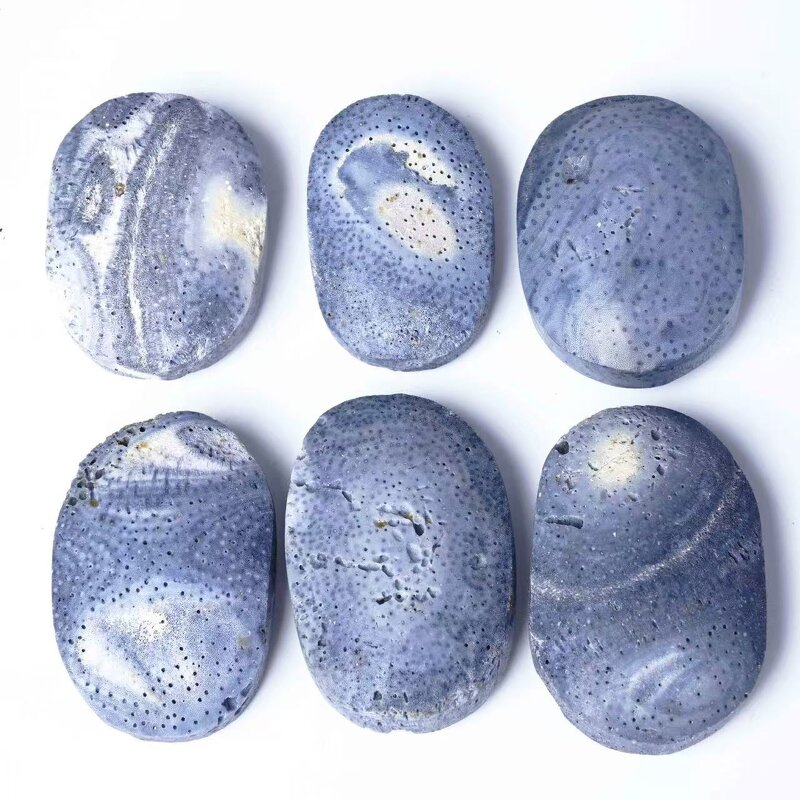 Blue Coral Handheld Hot Compress Stone Manufacturer - Natural Polished Crystal Mineral Specimen Palm Stone