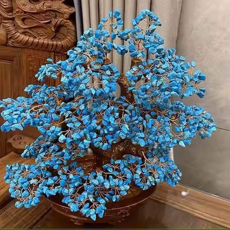 Blue Wealth Tree Manufacturer - Large Fengshui Decoration Gifts Natural Calaite Stone Polished Crystal Mascot