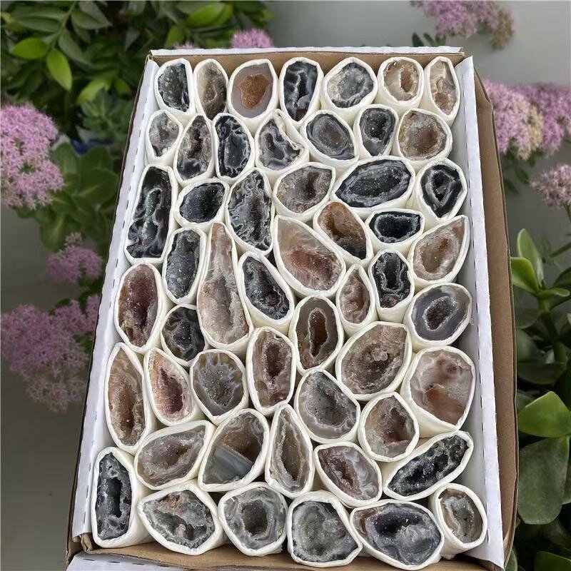 Agate Treasure Bowls Manufacturer - Mini Geode Pendants Raw Stone Decorations Natural Thunder Egg Agate Set