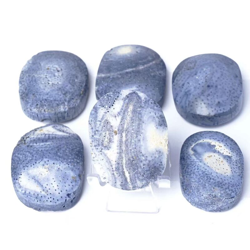 Blue Coral Handheld Hot Compress Stone Manufacturer - Natural Polished Crystal Mineral Specimen Palm Stone