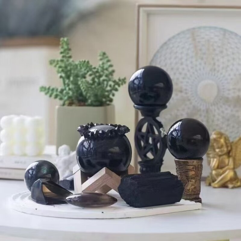 Black Tourmaline Crystal Balls Manufacturer - Natural for Home Decor Polished Carved Rough Feng Shui Mascot Model