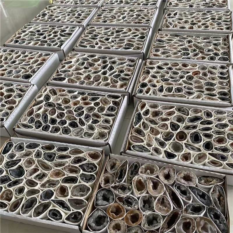 Agate Treasure Bowls Manufacturer - Mini Geode Pendants Raw Stone Decorations Natural Thunder Egg Agate Set