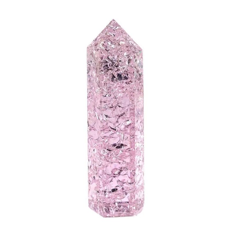 Pink Crackle Crystal Raw Stone Prism Manufacturer - Natural Hexagonal Ornament for Crystal Crafts