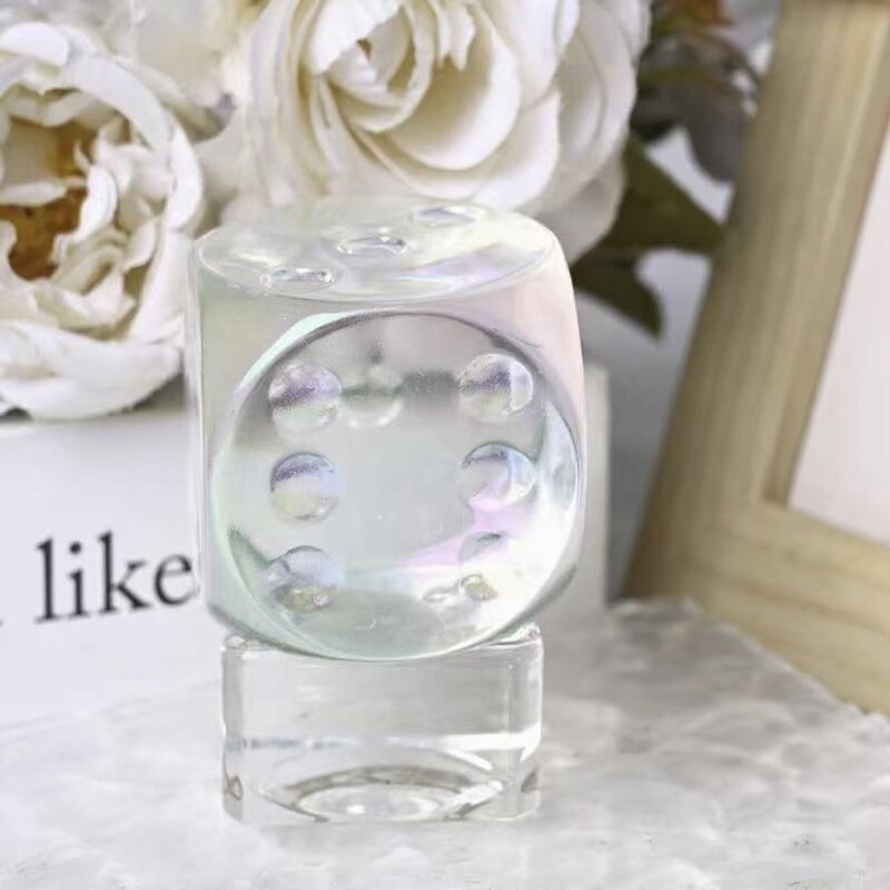 White Smelted Crystal Dice Ornament Manufacturer - Natural Electroplated Decorative Craft for Study Living Room