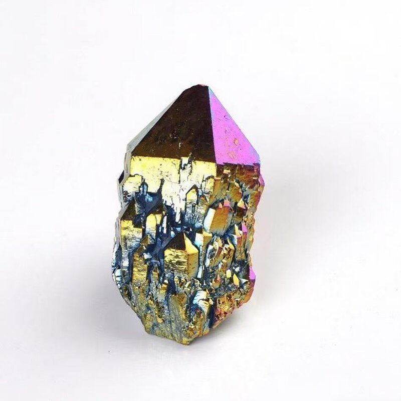 Electroplated White Crystal Clusters Manufacturer - Rainbow-Painted Raw Stone Mineral Specimens Elegant Decorative Model