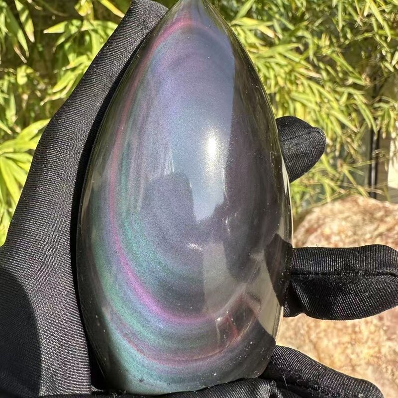 Rainbow Obsidian Decor Manufacturer - Natural Crystal Water-Drop Flame Hand-Carved Polished for Home Ornament Business Gift