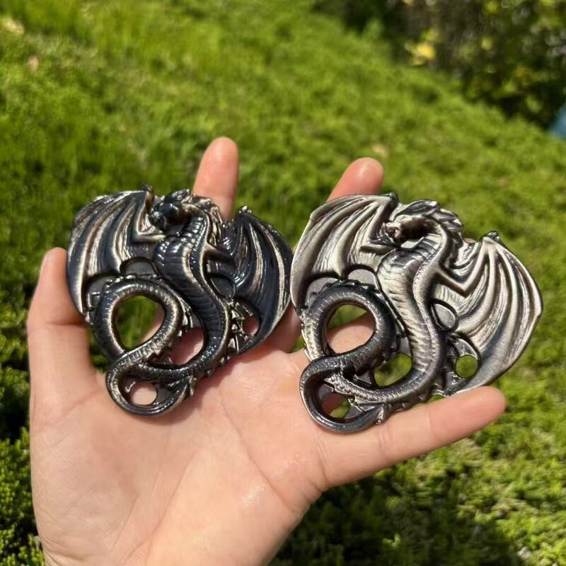 Silver Obsidian Carved Flying Dragon Ornaments Manufacturer - Natural Polished From Raw Stone