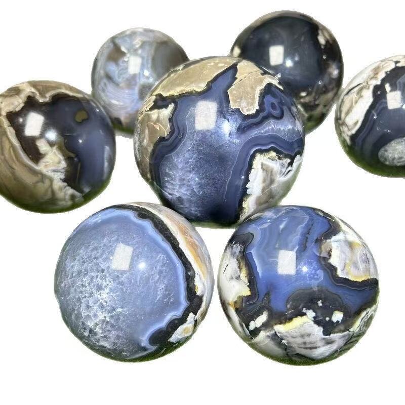 Volcanic Agate Ball Manufacturer - Natural Polished Green Fluorescent Stone Crystal for Feng Shui Decorative Model Mascot