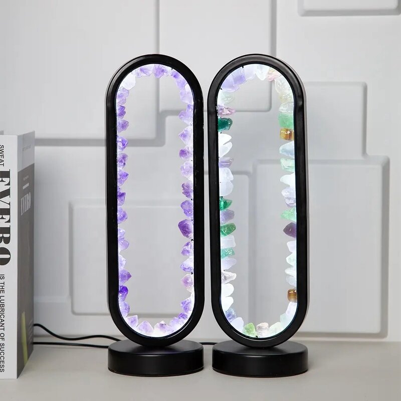 Crystal Raw Quartz Stone Light Manufacturer - Natural Adjustable Brightness Oval Amethyst Lamp Table Light Gift