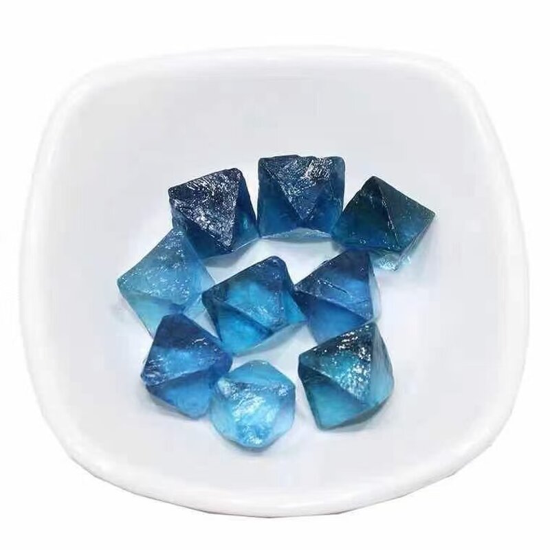 Blue Fluorite Octahedral Ore Specimen Manufacturer - Natural Crystal Polished Business Gift Model for Feng Shui Angel Mascot