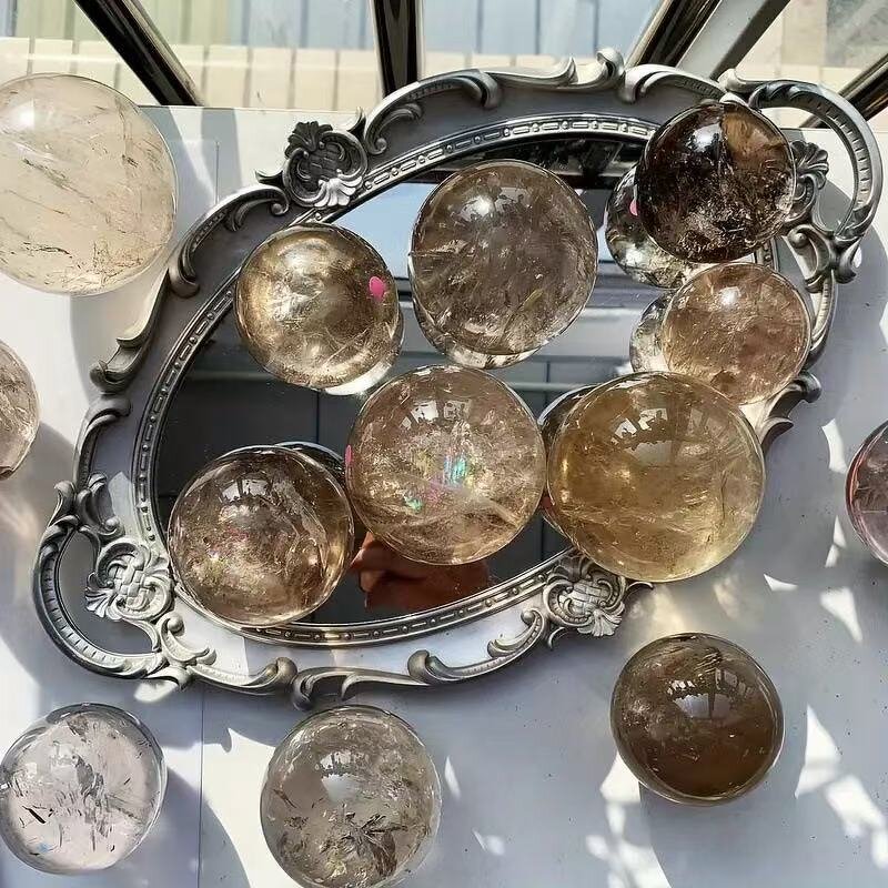 Smoky Quartz Crystal Balls Manufacturer - High Quality Natural with Rainbow Effects Polished Seven-Star Array Mascot Raw