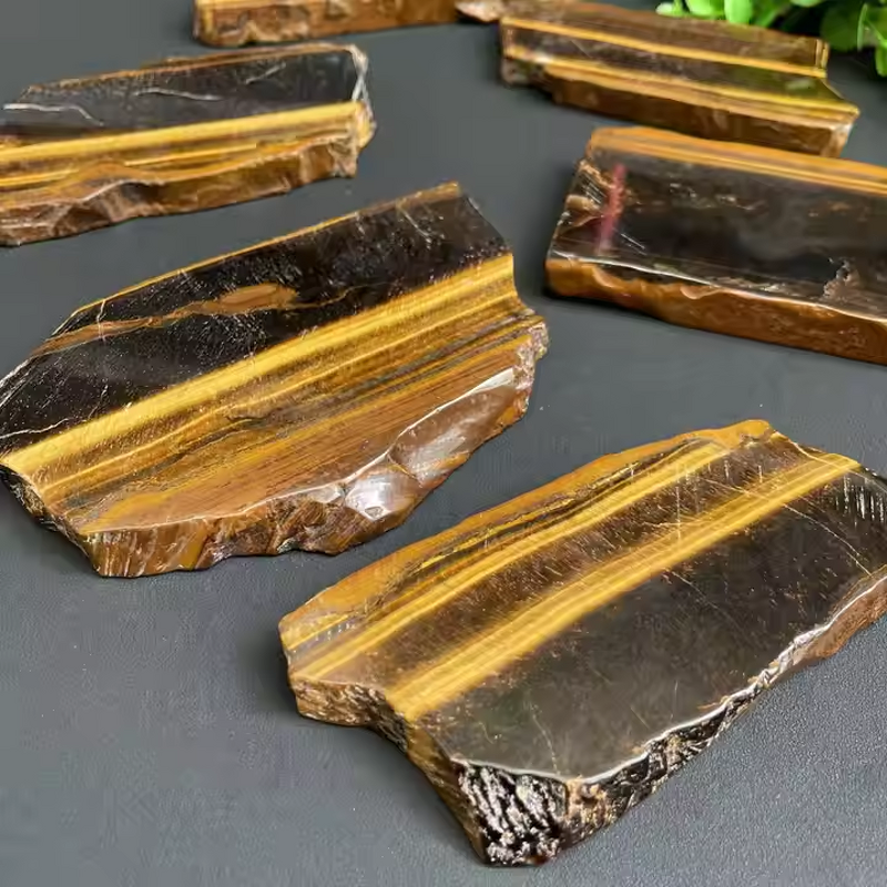 Quartz Crystal Slab Manufacturer - Natural and Yellow Tiger Eye Precious Mineral for Business Gifts Model