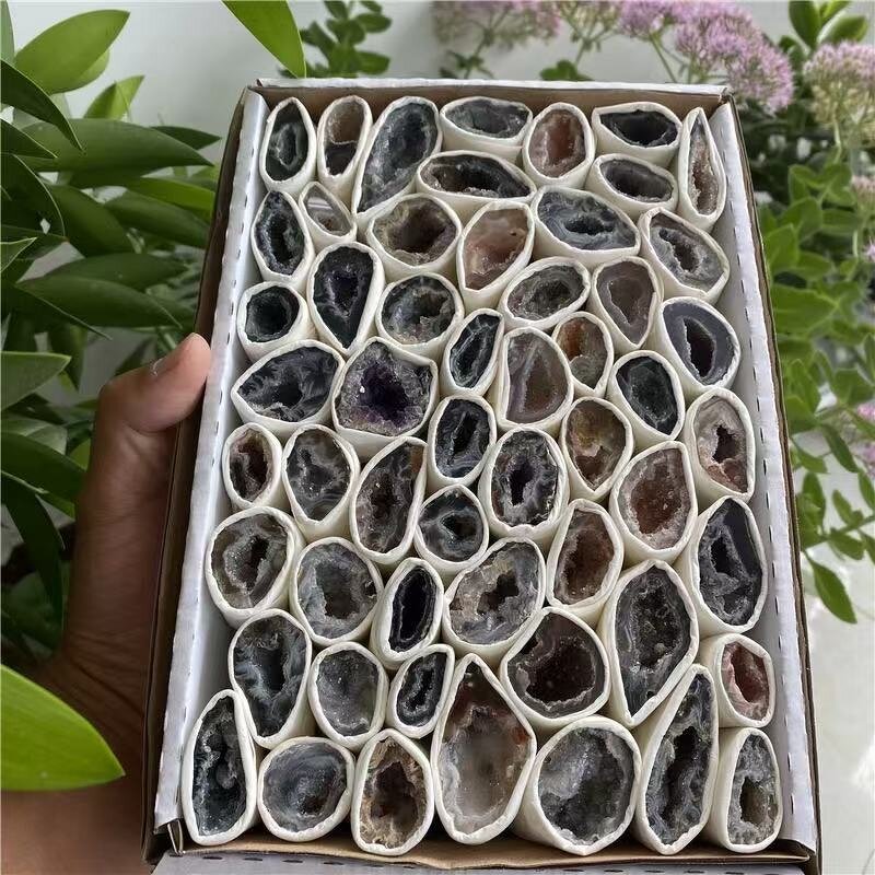 Agate Treasure Bowls Manufacturer - Mini Geode Pendants Raw Stone Decorations Natural Thunder Egg Agate Set