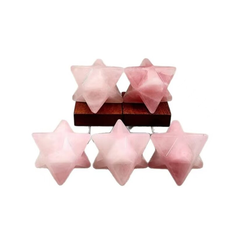 Rose Quartz Polyhedron Hexagram Ornament Manufacturer - Natural Crystal Handcrafted