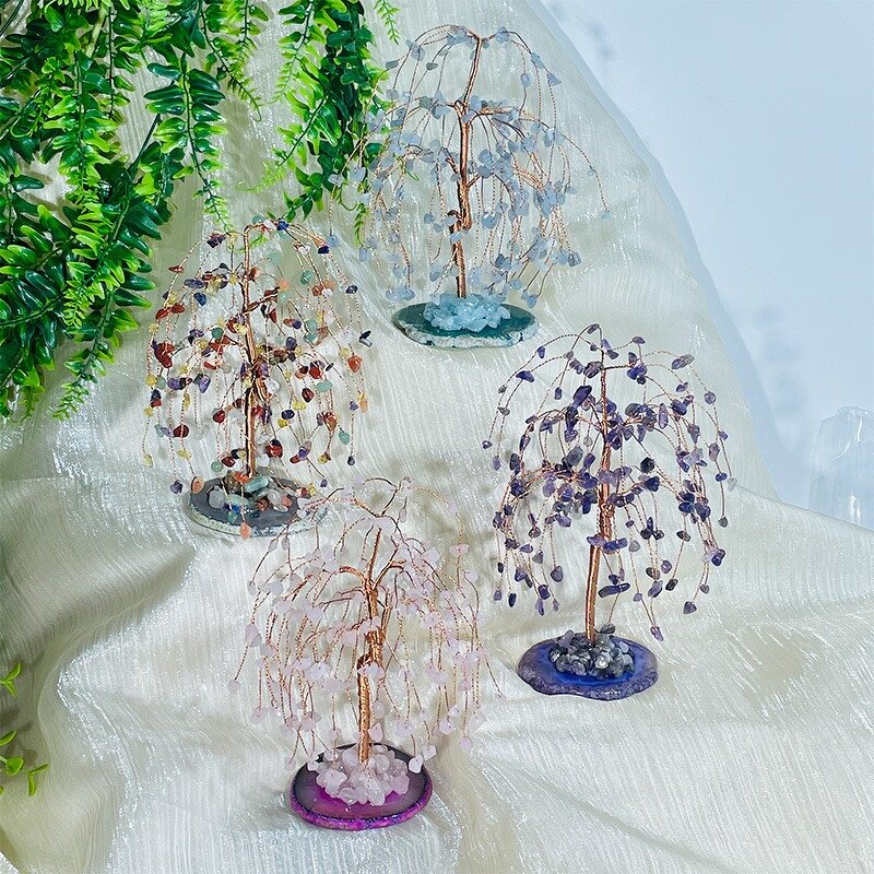 Weeping Willow Money Tree Manufacturer - Three-Layer Decorative Crystal Agate Base Home Office Desktop Wishing Old Product