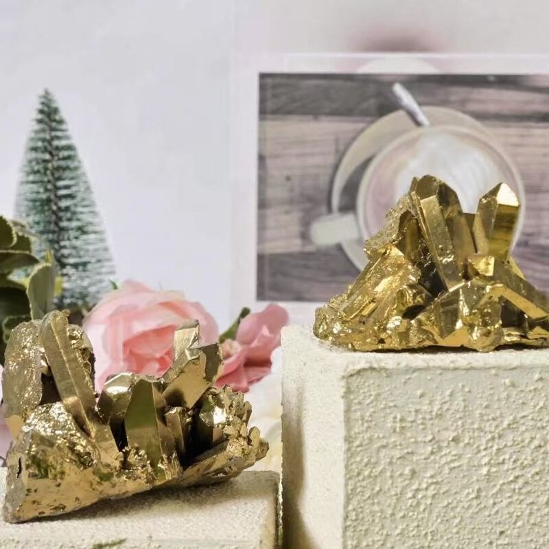 Electroplated Crystal Clusters Ornament Manufacturer - Natural Gold Silver Desk Like Mountains Unique Crafted