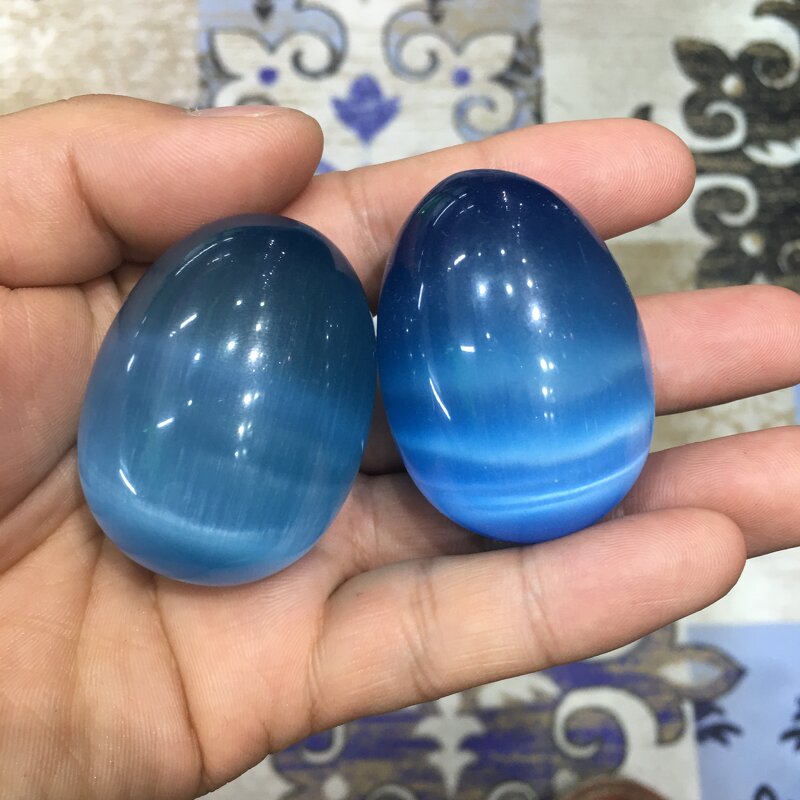 Sky Blue Cat's Eye Stone Egg Manufacturer - Wholesale Shaped Specimen Gemstone Crystal Massage Yoni Egg