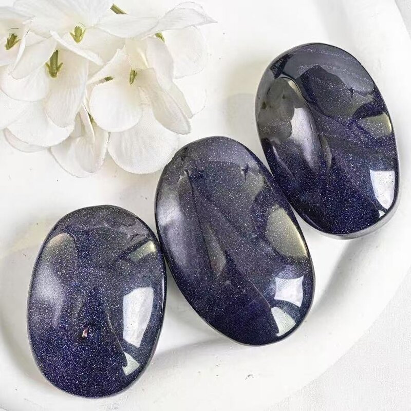 Blue Sandstone Crystal Crafts Manufacturer - for Home Decor Handheld Ornaments Display Stones