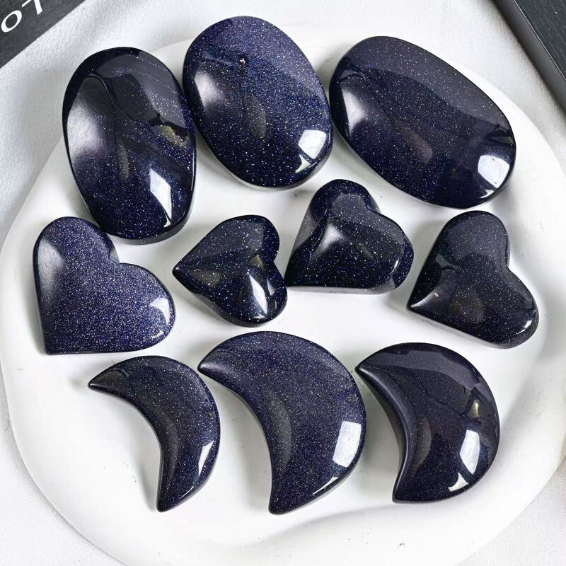 Blue Sandstone Crystal Crafts Manufacturer - for Home Decor Handheld Ornaments Display Stones