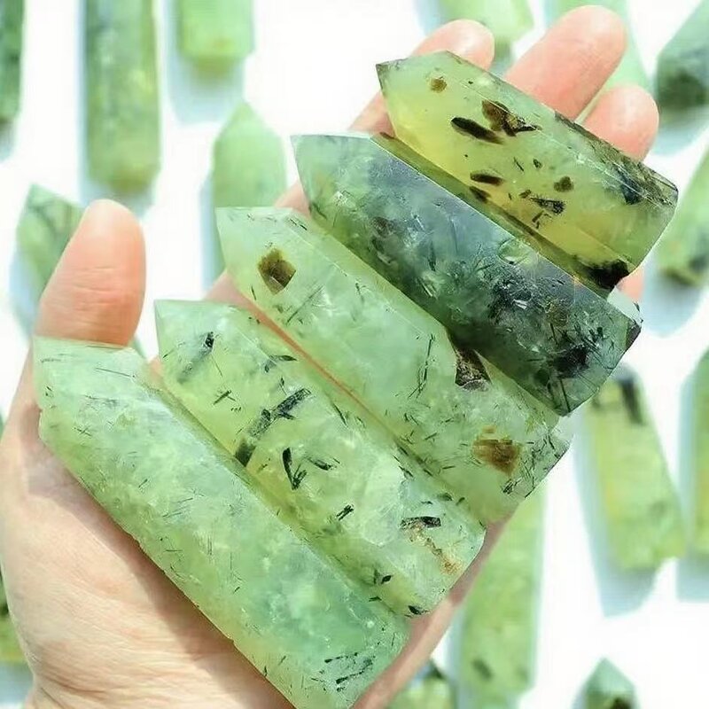 Prehnite Single-Terminated Crystal Prism Manufacturer - Natural Raw Polished Hexagonal for Home Decoration Feng Shui Souvenir