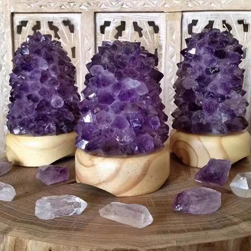 Crystal Cluster Lamp Manufacturer - Natural Clear Quartz Point Amethyst Flower Gemstone Healing Decoration