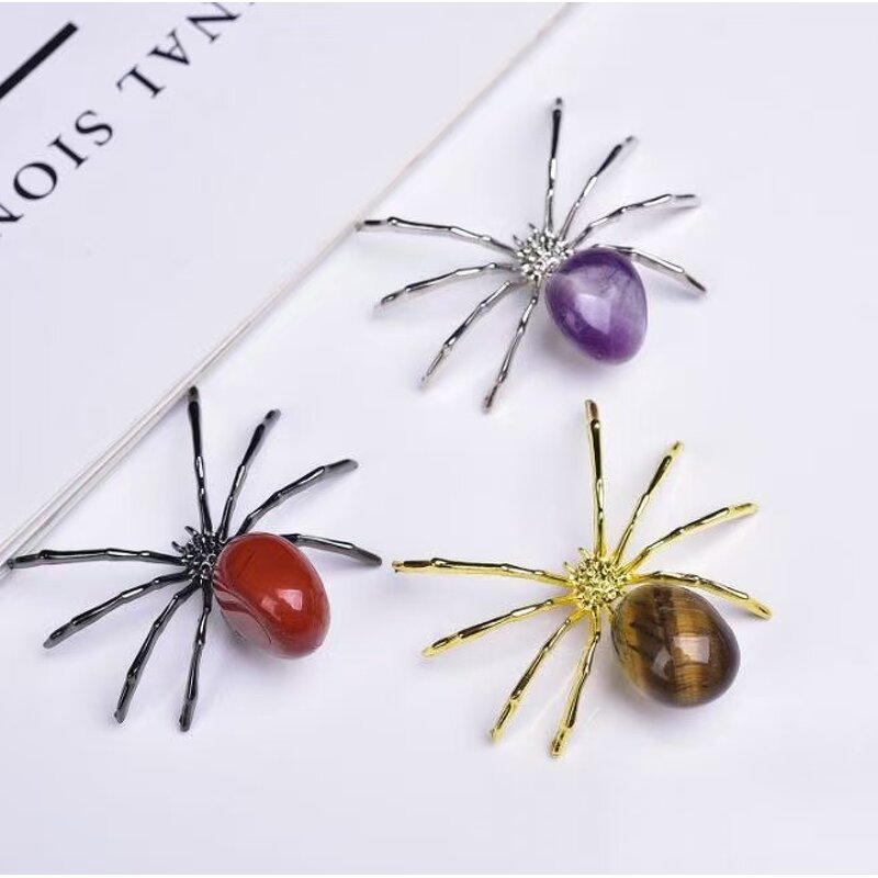 Halloween Spider Ornaments Manufacturer - Natural Crystal Tumbled Stone Figurines Decorative Props