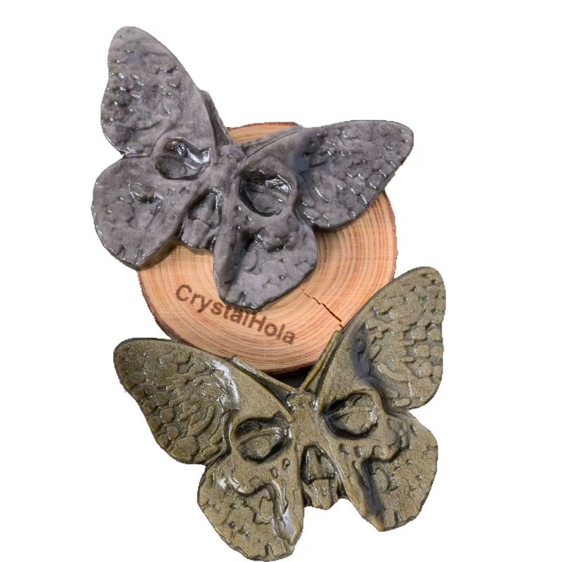 Gold Silver Sheen Obsidian Carved Skull-Faced Butterfly Manufacturer - Natural Craft Ornaments