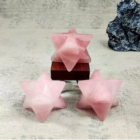 Rose Quartz Polyhedron Hexagram Ornament Manufacturer - Natural Crystal Handcrafted