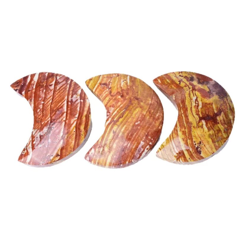 Wood Grain Yolk Stone Moon Manufacturer - Creative Crystal Craft for Home Office Decoration as Crescent Ornament